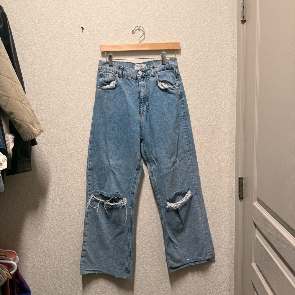 Zara Blue Flare & Wide Leg Jeans